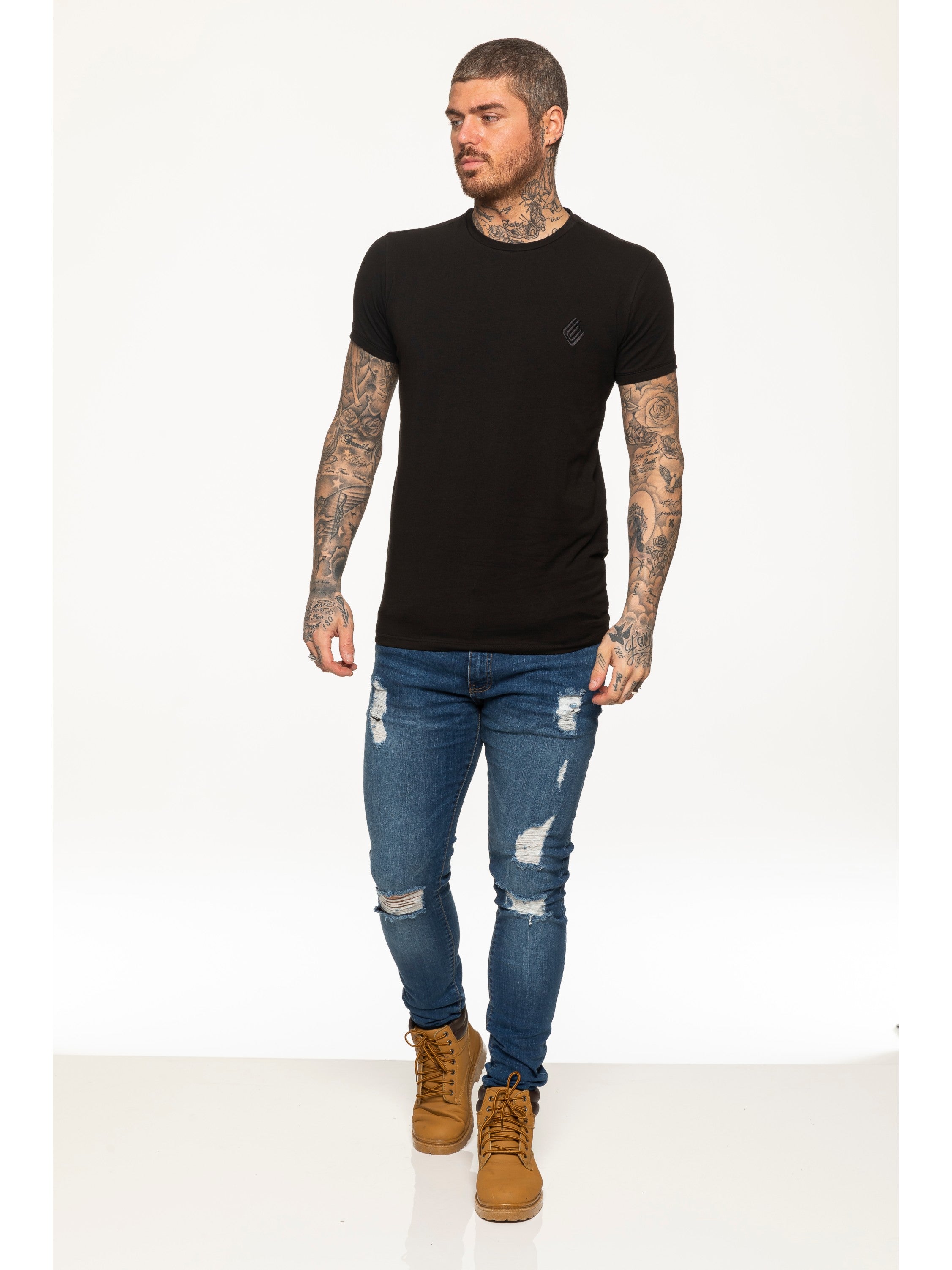 Enzo Mens Slim Fit Stretch Muscle T-Shirt