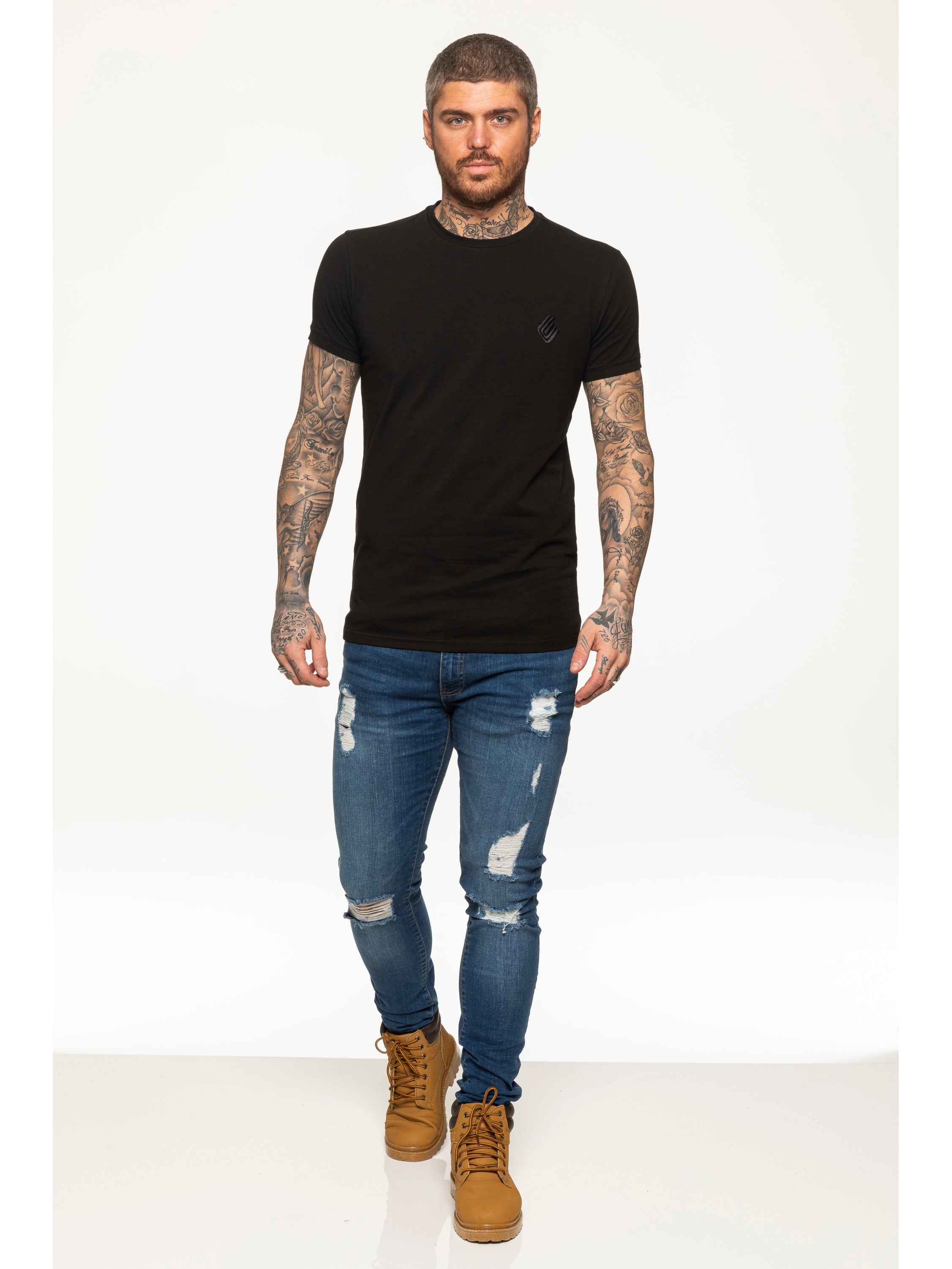 Enzo Mens Slim Fit Stretch Muscle T-Shirt