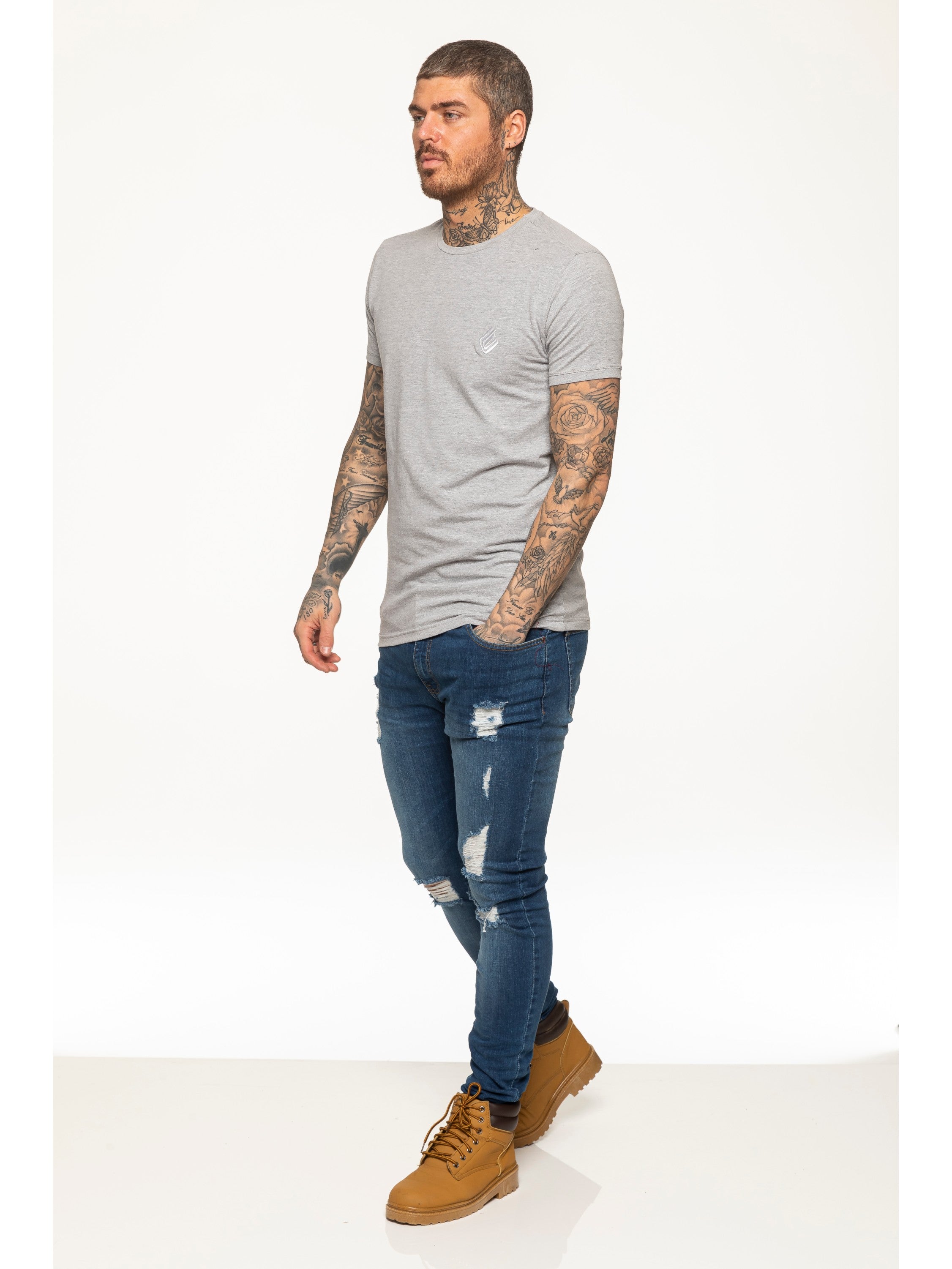 Enzo Mens Slim Fit Stretch Muscle T-Shirt