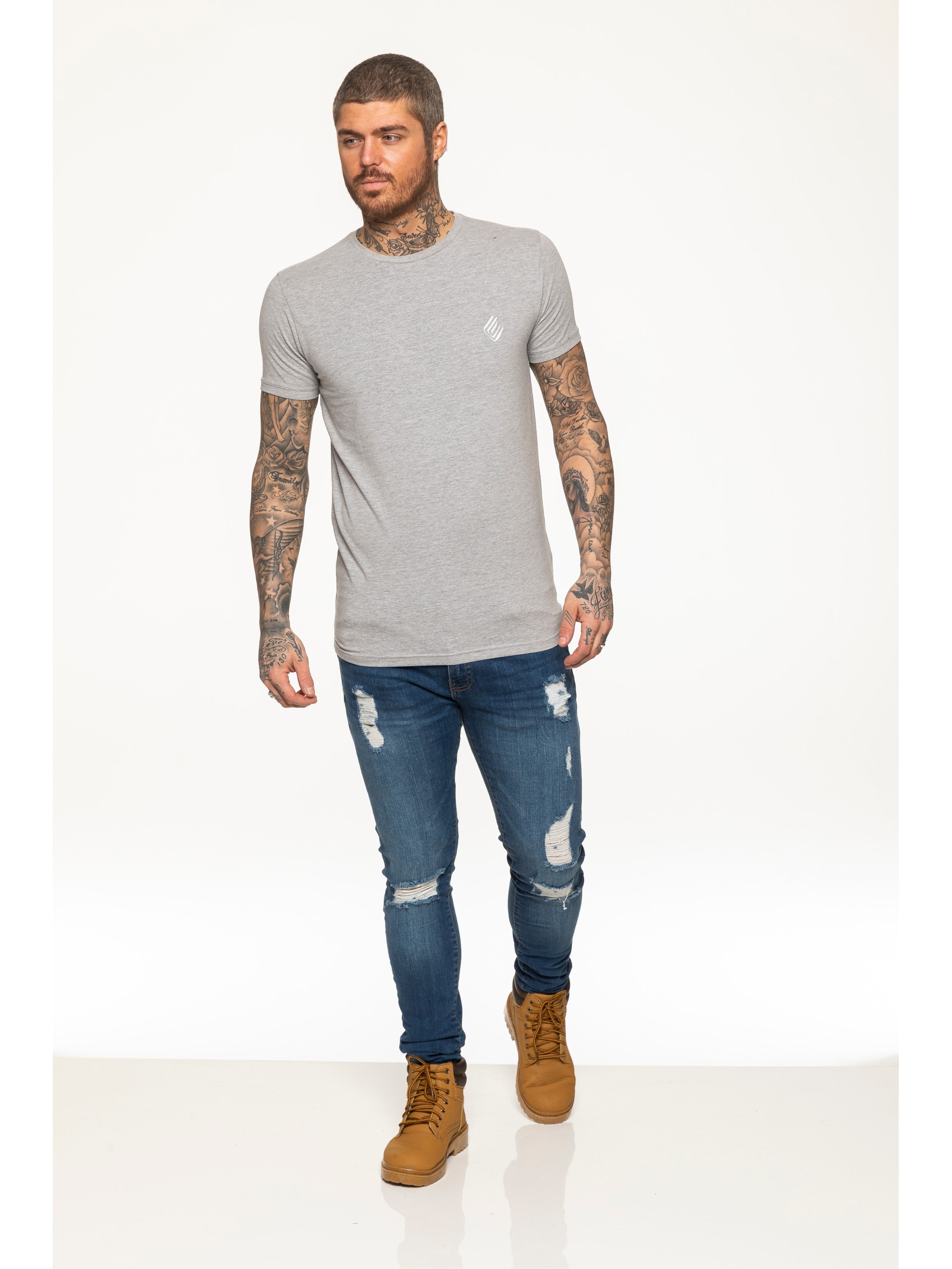 Enzo Mens Slim Fit Stretch Muscle T-Shirt