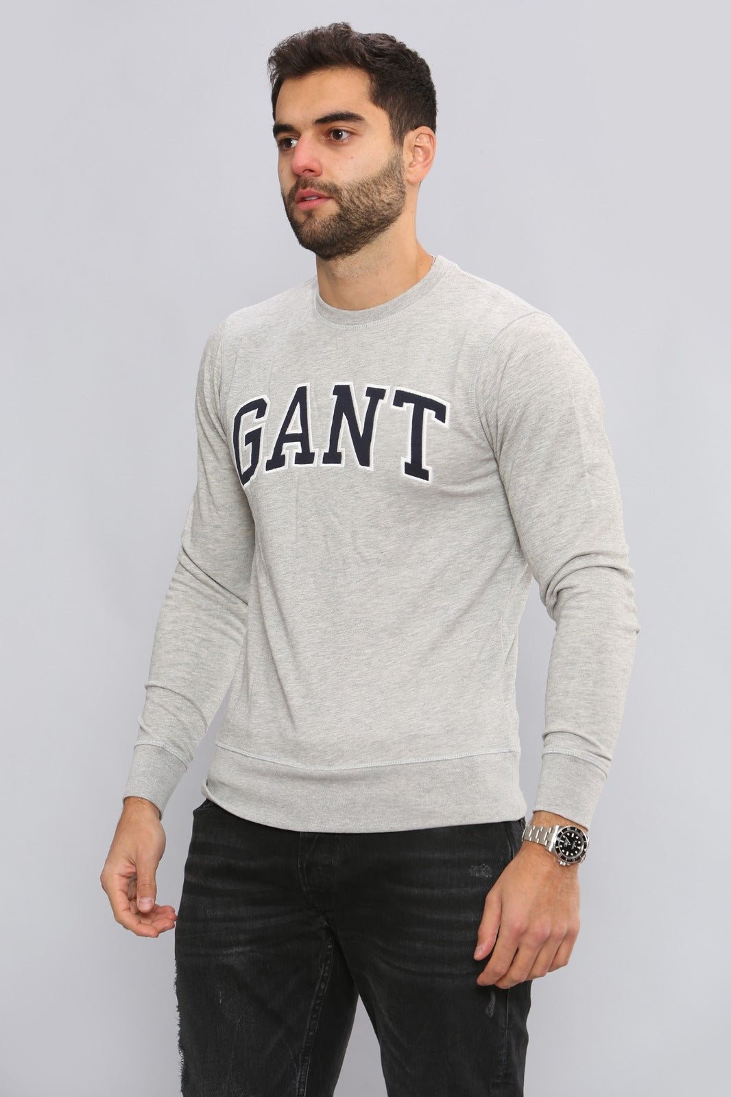 Gant Mens Long Sleeved Outlined Branded Sweatshirt